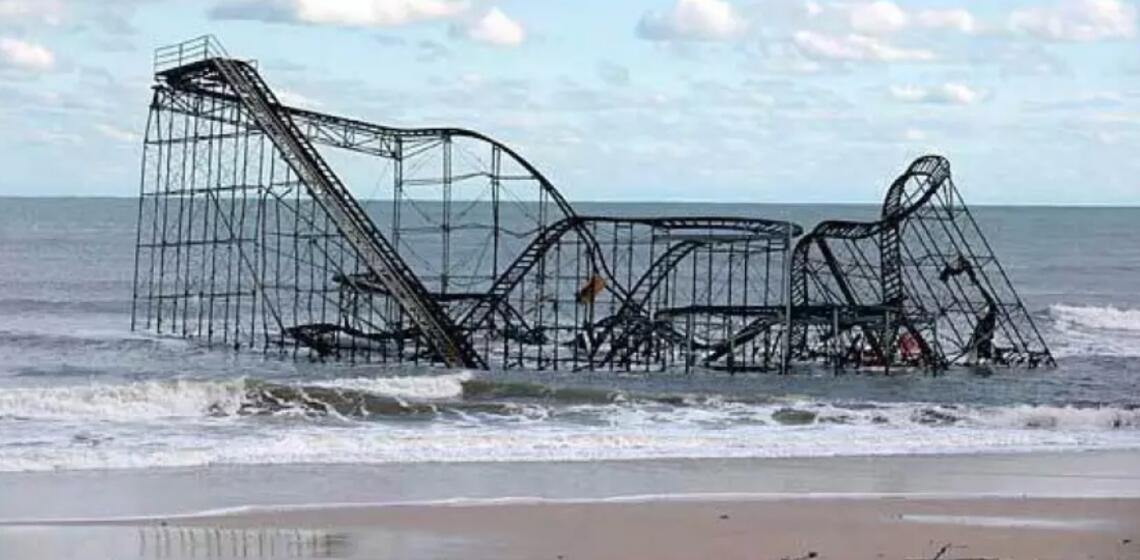 A roller coaster in the ocean after Superstorm Sandy